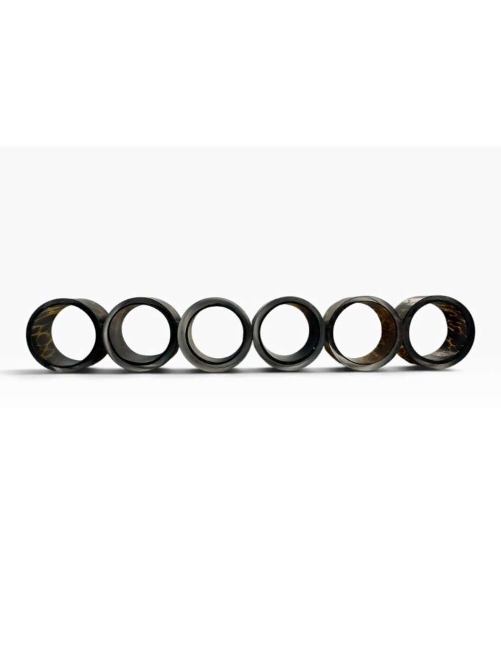 Vintage Tortoiseshell Glass Napkin Rings Set of 6 Faux Tortoise Shell Table Deco - Picture 4 of 16